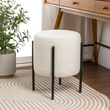 Silvia 18.5" Modern Metal/Bouclé Cushioned Vanity Stool - JONATHAN Y